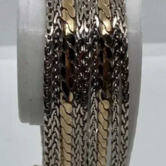 Geneva Watch Wide Silver/Gold Multi Chain Band -  7.25"  -  NWOT- New Ba… - Picture 2 of 4
